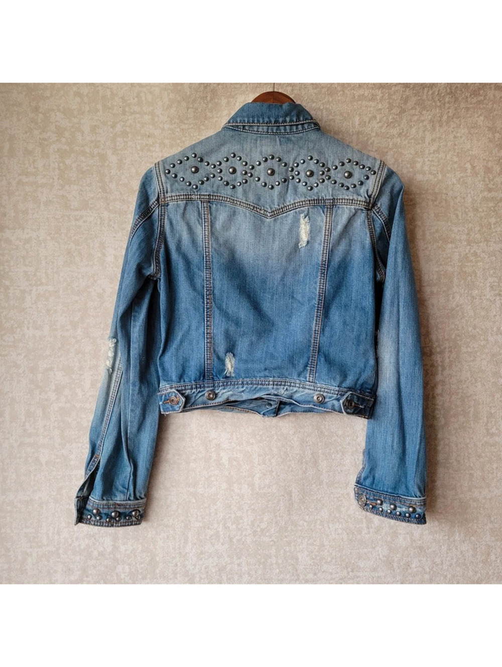 Stetson Studded Denim Jacket Womens Small Blue Button Pockets Country Western - Picture 12 of 14